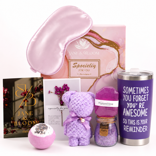 Lavender Rituals – Purple Spa Gift Set with Towel Bear