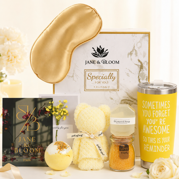 Glow & Bloom  – Yellow Spa Gift Box with Towel Bear