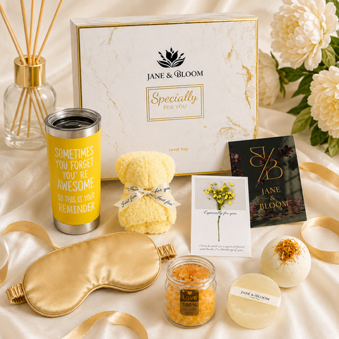Glow & Bloom  – Yellow Spa Gift Box with Towel Bear